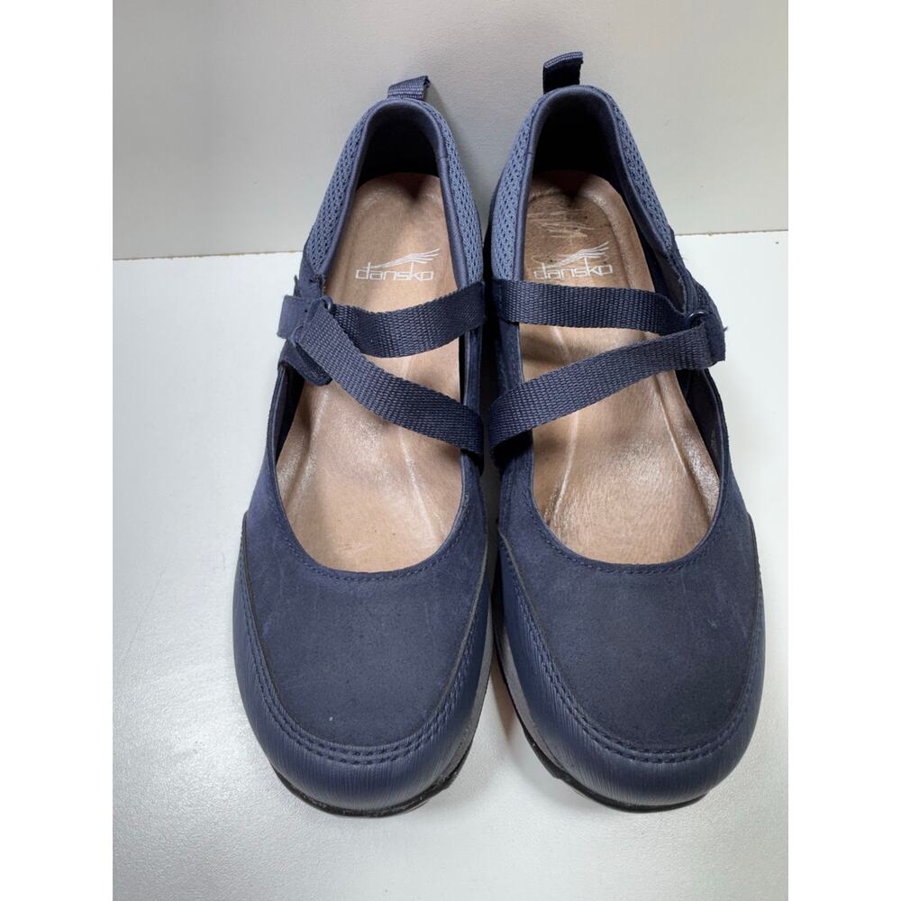 Dansko Navy Burnished Suede Mary Jane Shoes Sz 37 Slip Resistant US Sz 6.5